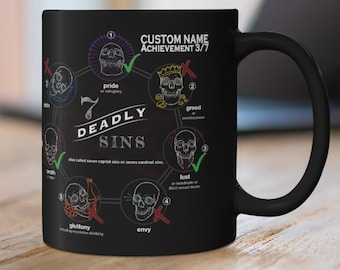 Personalized Seven Deadly Sins Mug: Custom Black Coffee Mug