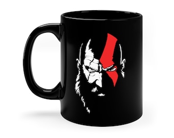 God of War Kratos Mug: Gamer Gift, Black Ceramic Mug (11oz)