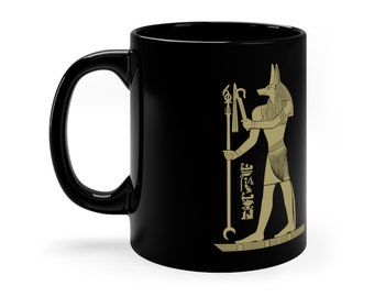Anubis Mug: Egyptian God Black Ceramic Mug (11 oz)