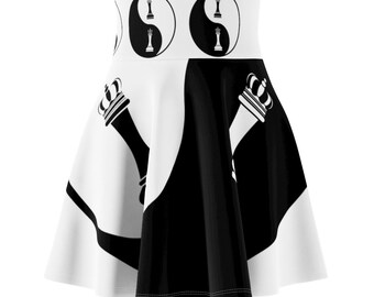 Yin Yang Chess Skirt, Chess dress, Black white skirt