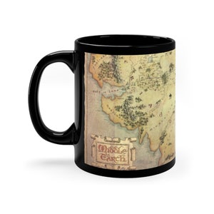 Herr der Ringe Karte Becher, Mittelerde Karte Becher Geschenk, LOTR Karte Tasse, LOTR Mittelerde Tasse Geschenk, Schwarze Tasse