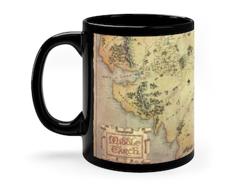 Lord of the Rings-kaartmok, zwarte mok Middle Earth