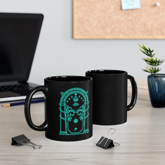 Doors Of Durin Mug, LOTR Durin Mug, Black Mug, LOTR Mug Gift,  Doors Of Durin Mug Gift