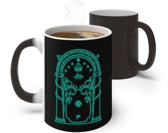 Color Changing Mug, Doors Of Durin Mug,  LOTR Mug Gift, LOTR Durin Mug, White Mug, Doors Of Durin Mug Gift