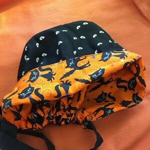 Scaredy Cat Reversible Scrub or Surgical Cap, hat, head covering, head protection,for long or short hair