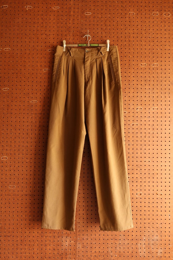 Vintage Army Green Italian Pleated Trouser ( 30W -