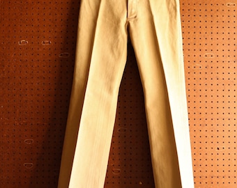 RARE Deadstock Vintage Tan Red Stitching Wild Mustang MFG Co. Flare Pants ( 30W - 34L )