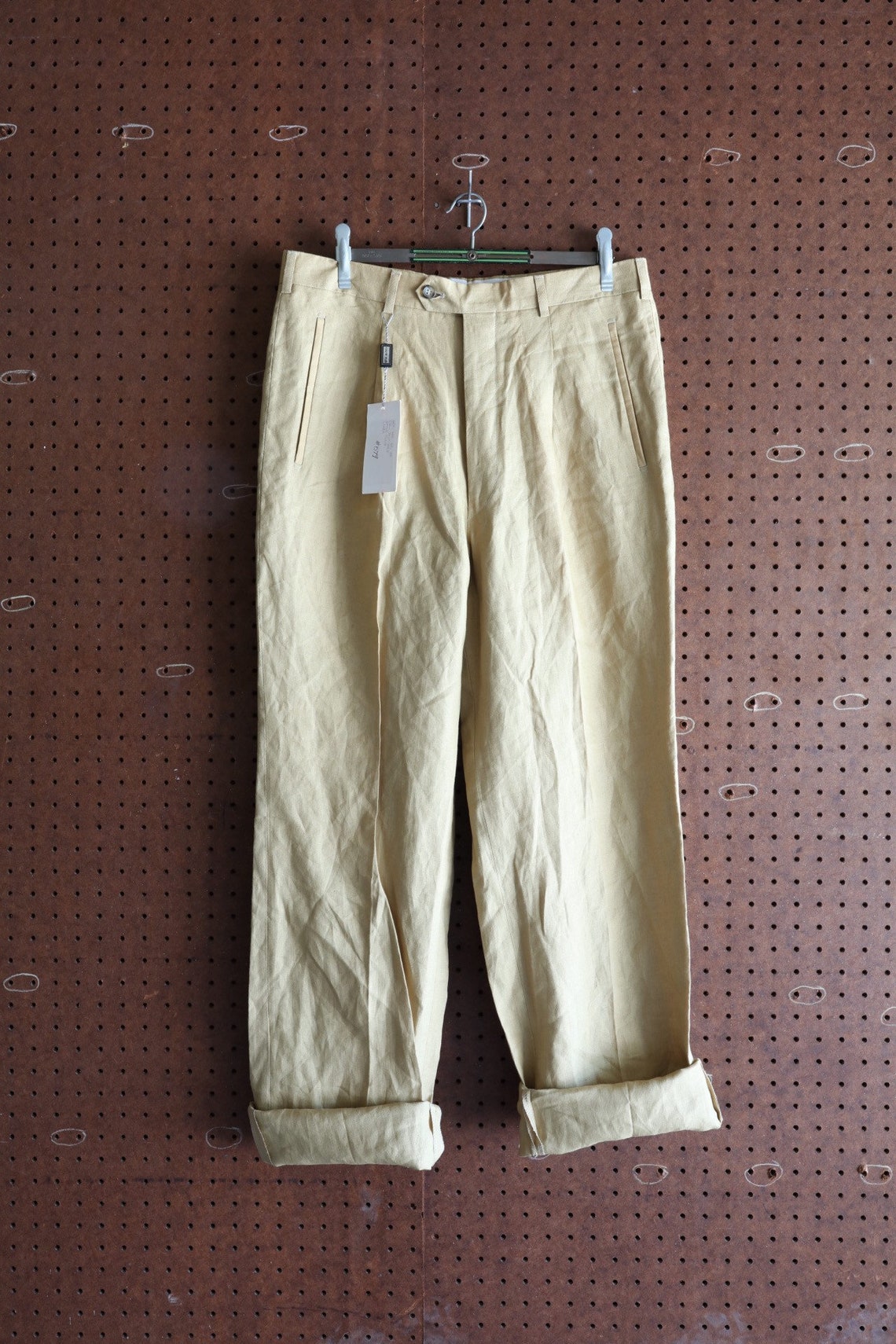 Vintage Mustard Linen Pants made in Italy 32W 34L Etsy