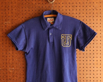 Vintage University of Texas Varsity Polo Union Made Royal Blue ( XS - S )