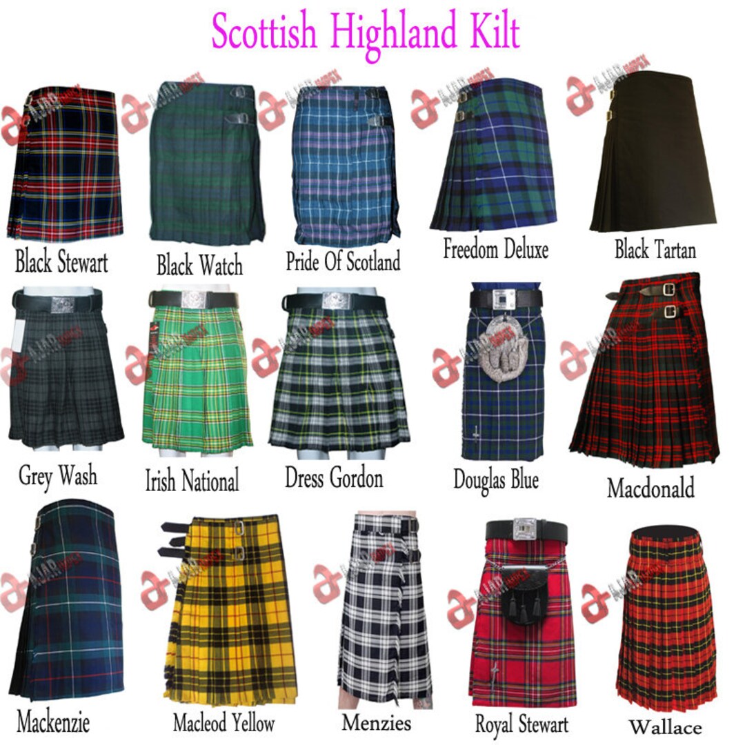 Men's 8 Yard Scottish Tartan Kilt Highland Wedding Kilt - Etsy