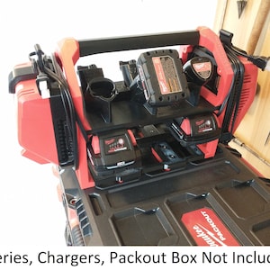 Milwaukee Battery & Charger Packout Caddy. Carries 8-12 Batteries, 0-2 Chargers