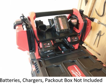 Milwaukee Batterie & Ladegerät Packout Caddy. Für 8-12 Batterien, 0-2 Ladegeräte