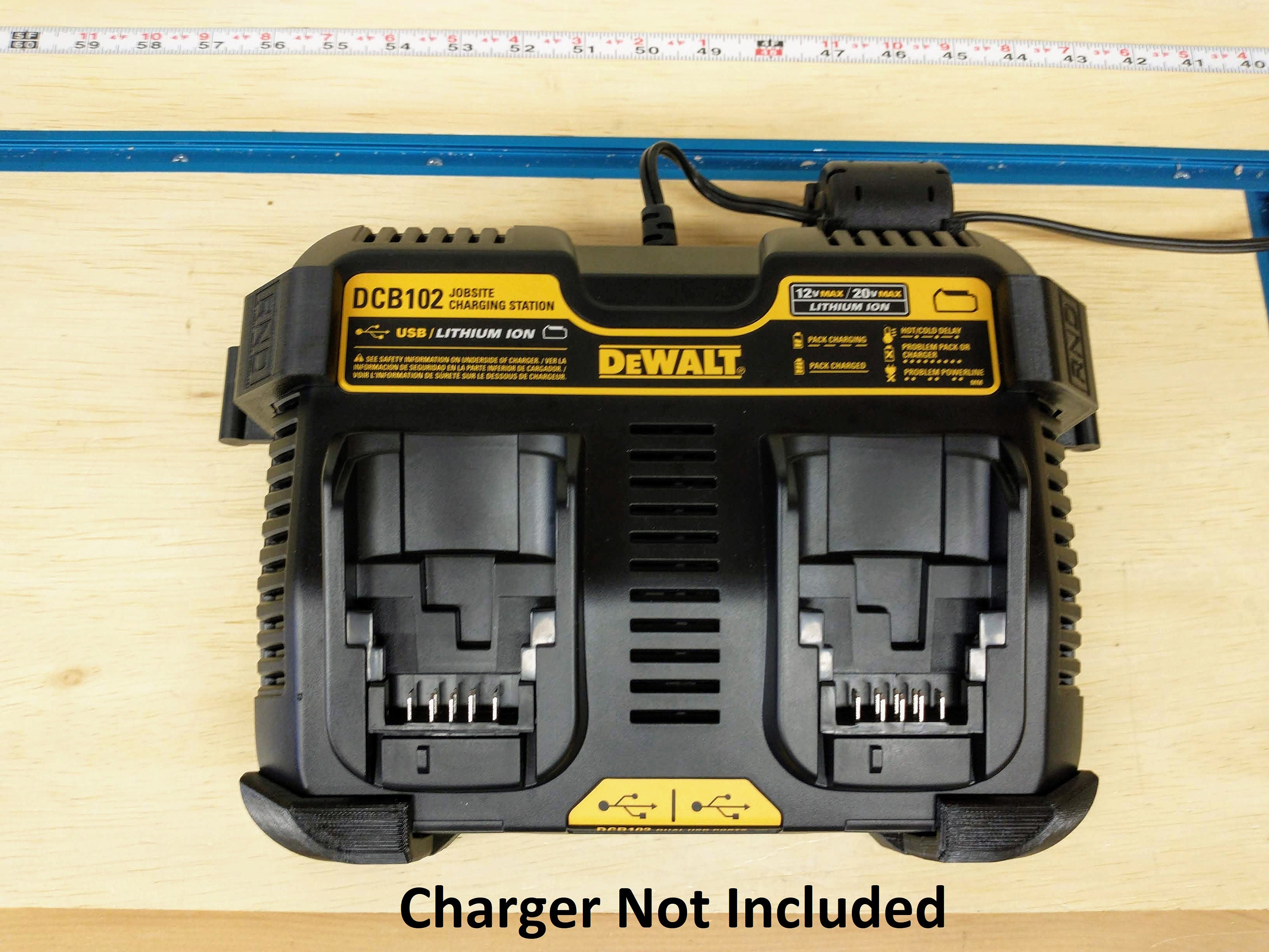 Wall Mount For DeWalt DCB112 Charger With Optional 20v Max Battery Mounts