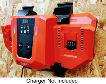 Wall Mount for Milwaukee M18 Dual Bay Simultaneous Super Charger 48-59-1815, Optional Wall Control Version Available**CHARGER NOT INCLUDED**