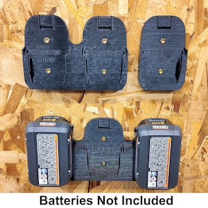 Wall Mount for Ridgid 18V Batteries in 1, 2, or 3 Battery Versions