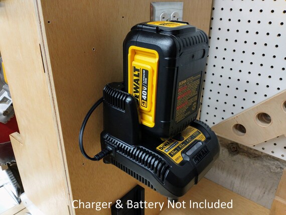 Wall Mount for Dewalt DCB114 40V Charger With Optional 40V Battery Mounts charger Battery NOT INCLUDED Etsy