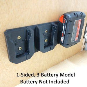 Wall Mount for Milwaukee M18 Batteries in 1, 2, or 3 Battery Versions