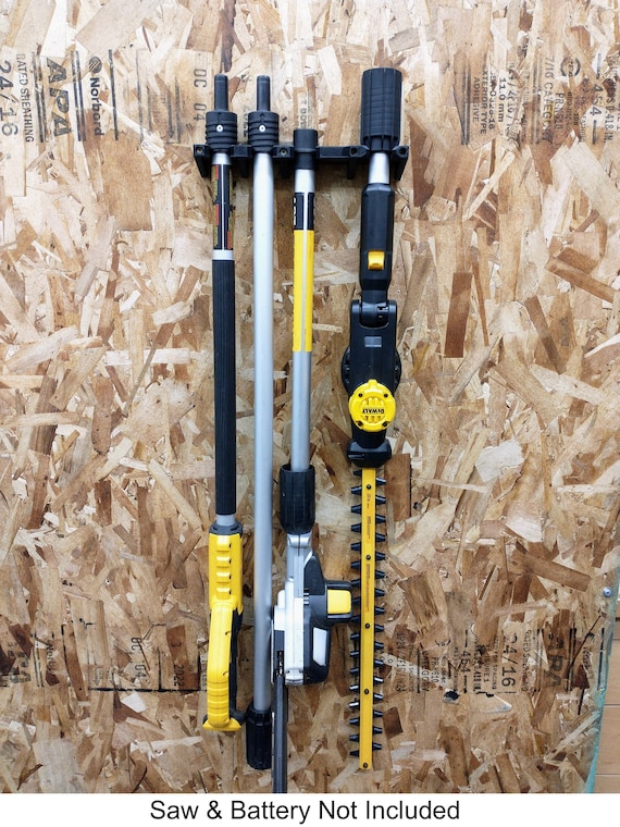 Wall Mount for Dewalt DCPS620 Pole Saw With Optional DCPH820 Hedge