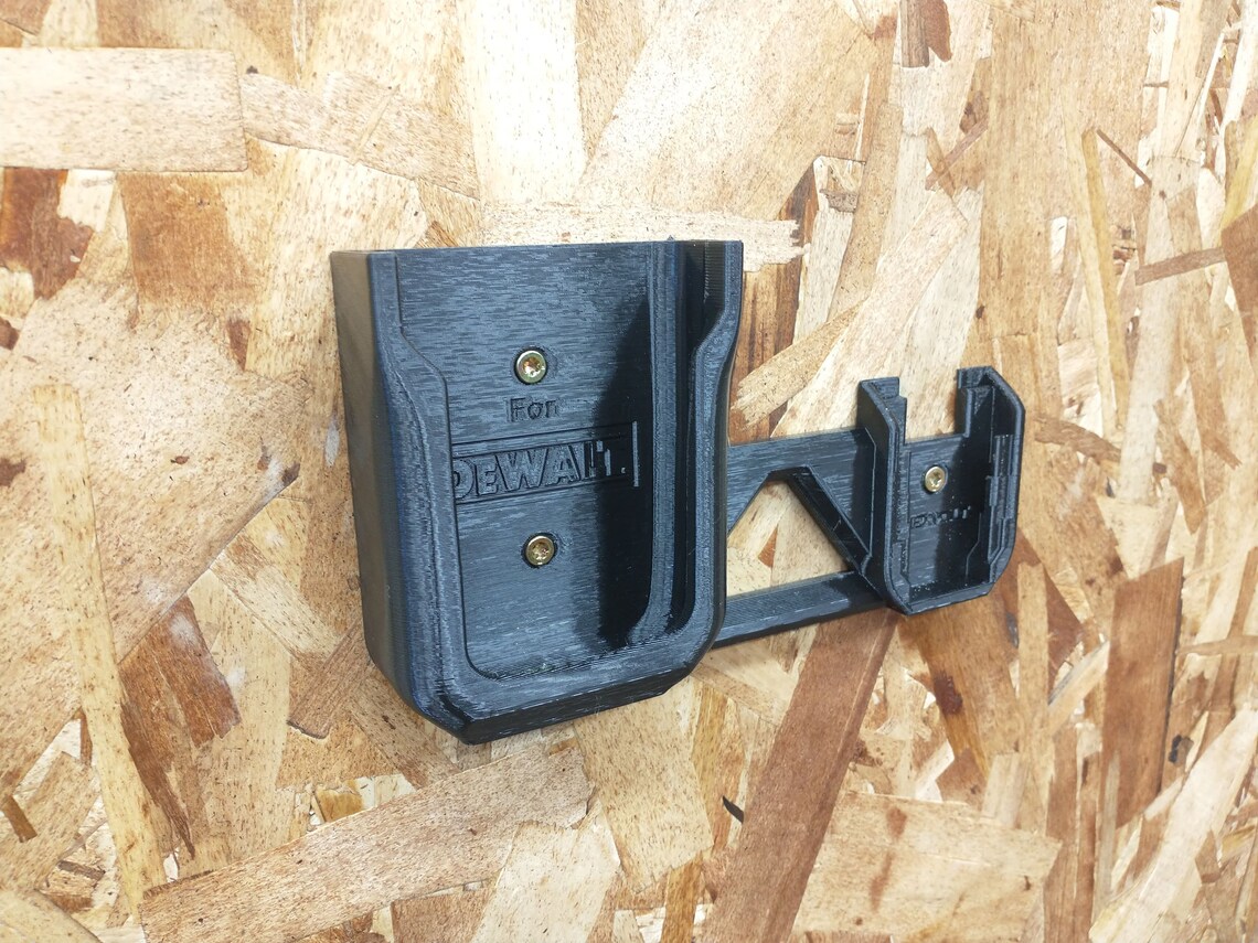 Wall Mount Bracket For DeWalt 60V FlexVolt DCBL772 Leaf Blower - Includes Optional Battery Holder, Black PETG