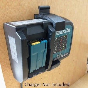 Wall Mount for Makita DC18SD Charger With Optional 18V Battery Mounts, Made in USA