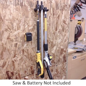 Wall Mount for DeWalt DCPS620 Pole Saw with Optional DCPH820 Hedge Trimmer Mount