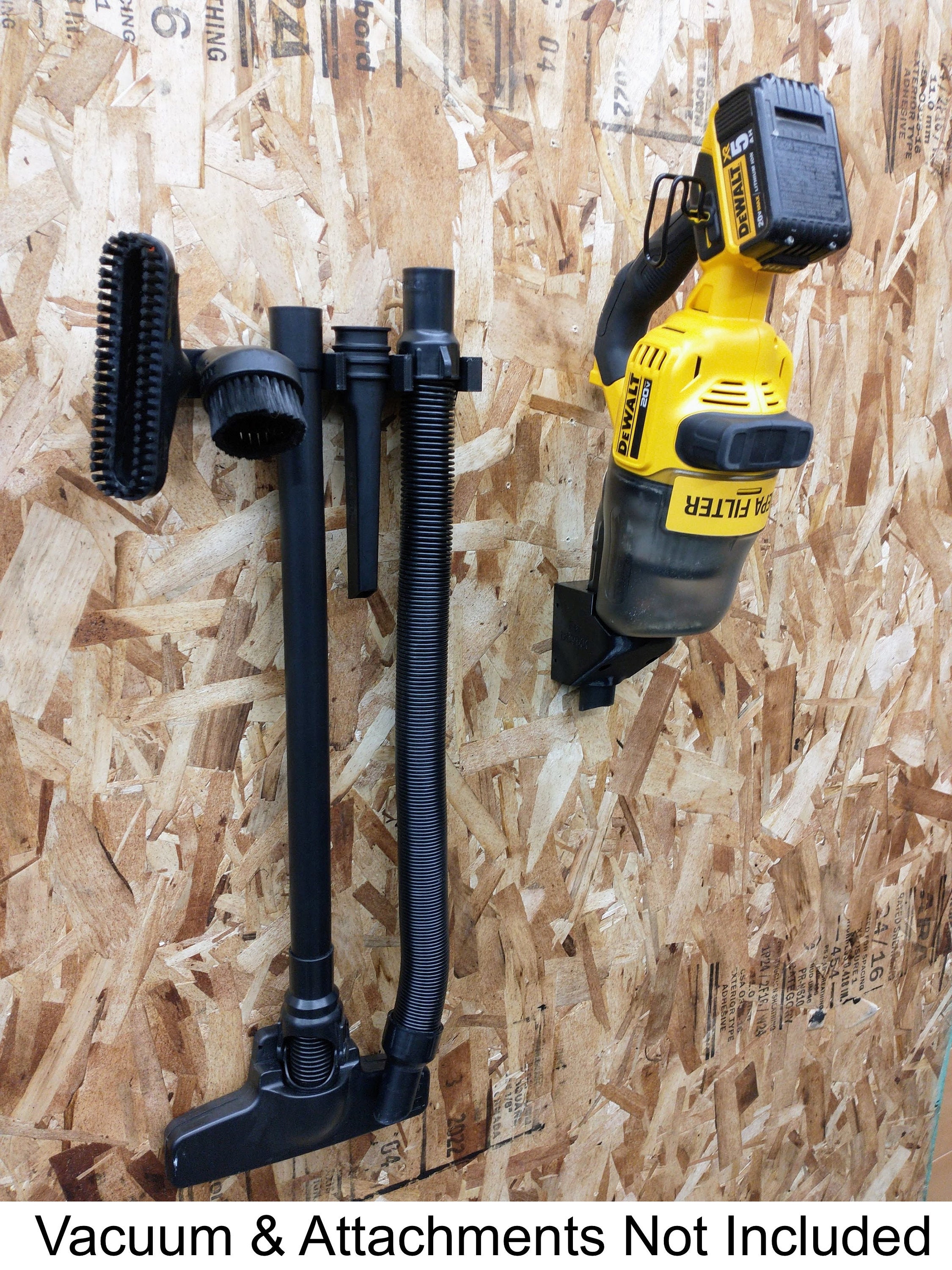 Support mural pour aspirateur DeWalt DCV501H / DCV501HB et support d'accessoires avec supports de commande murale en option