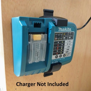 Wall Mount for Makita DC18RA Charger With Optional 18V Battery Mounts, Made in USA
