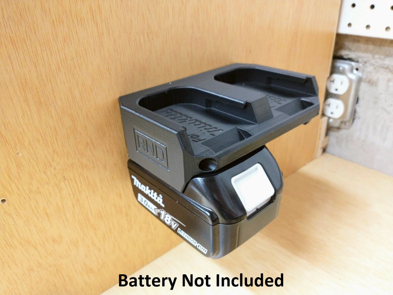 Wall Mounted Battery Charger Stand – 3-in-1 Holder For DC18RC, DC18RD, DC18RF, DC18SD, With Tool Hooks & 4-Battery Storage