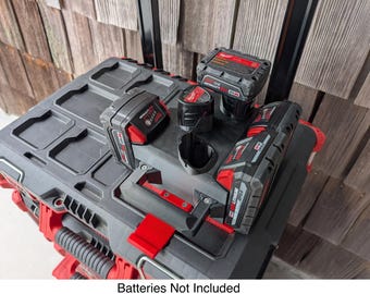 Battery Mount for Milwaukee Packout, Carries 7 or 10 M18 & M12 Batteries