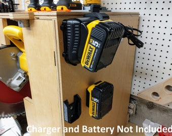 Wall Mount for Dewalt DCB107 Charger With Optional 20v Max Battery
