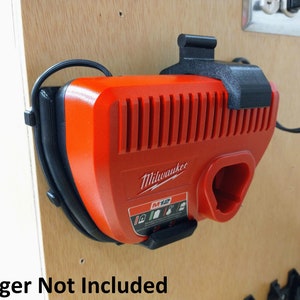 Wall Mount for Milwaukee M12 Charger (model #48-59-2401), Made in USA