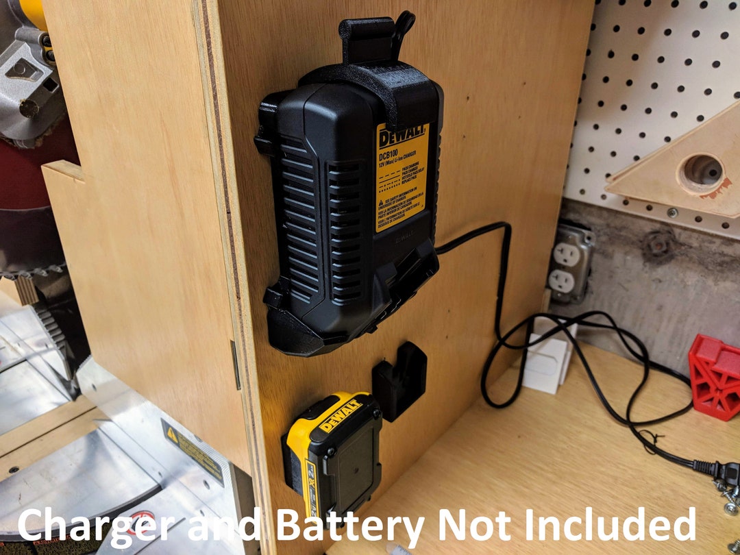 Wall Mount for Dewalt DCB100 Charger With Optional 12v Max Battery