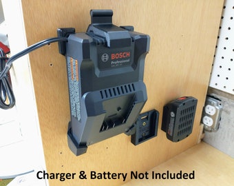Wall Mount for Bosch GAL 18V-40 Charger with Optional 18V Battery Mounts **Charger NOT INCLUDED**