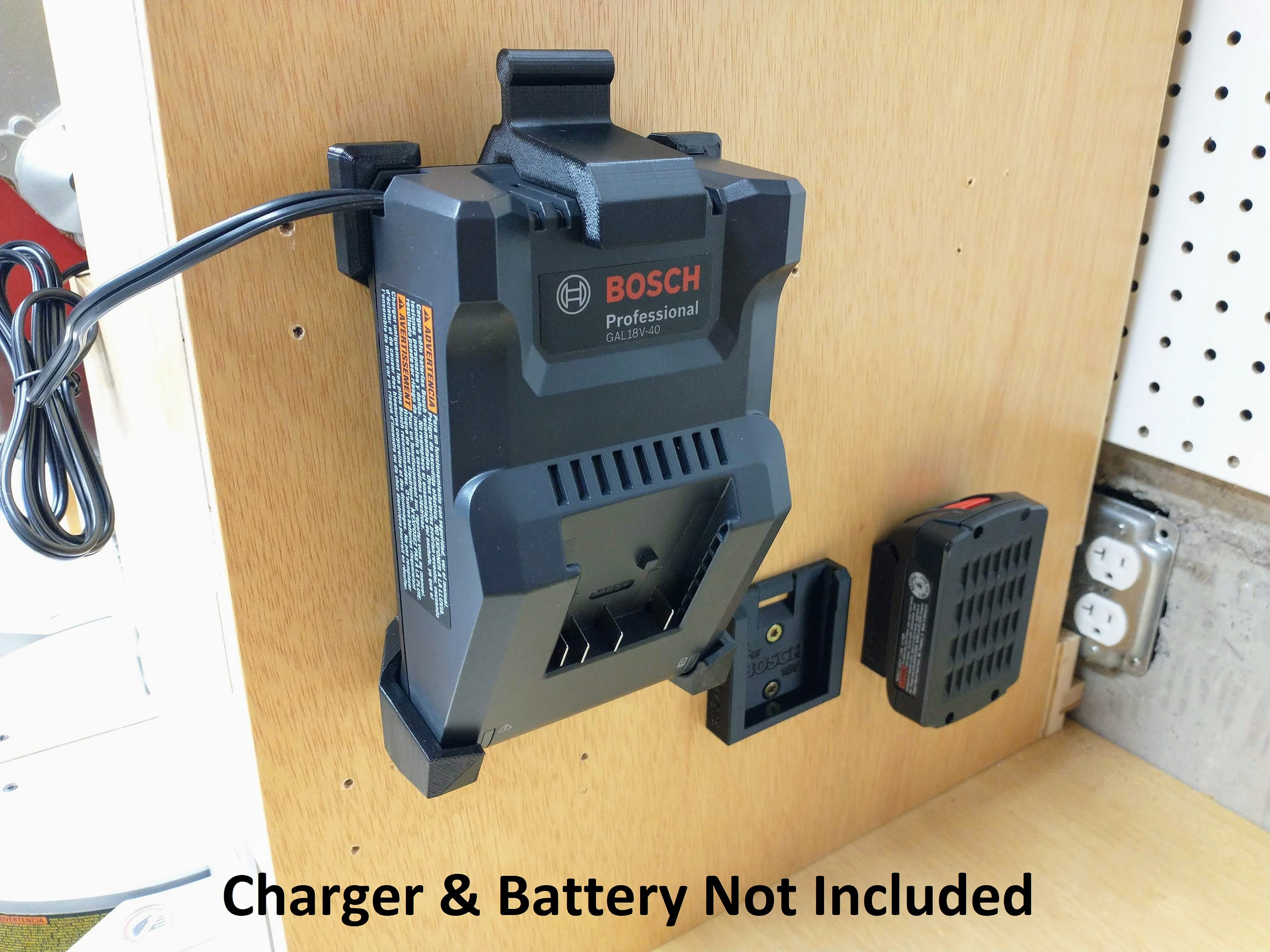 Wall Mount for Bosch GAL 18V-40 Charger With Optional 18V Battery Mounts -   Norway