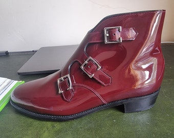 John Lobb,  Burgundy patent leather lady boots. Size 6.5 UK.