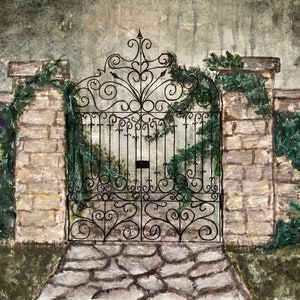 Wrought Iron Gate, Forest Tapestry, Wall Art, Wall Decor