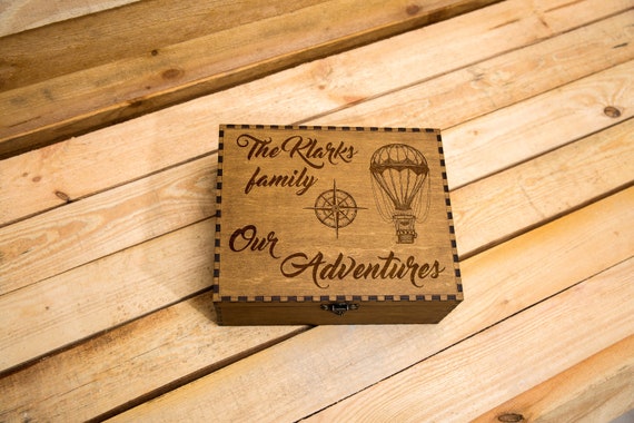 Personalized gift box, Wooden memory box, Custom box, Engraved box, Travel box, christmas gift, keepsake box, adventures box, wooden box