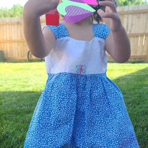 Blue Dragonfly, Butterfly & Flower Children&#39;s Dress| Children&#39;s Summer Dress | Summer Clothes