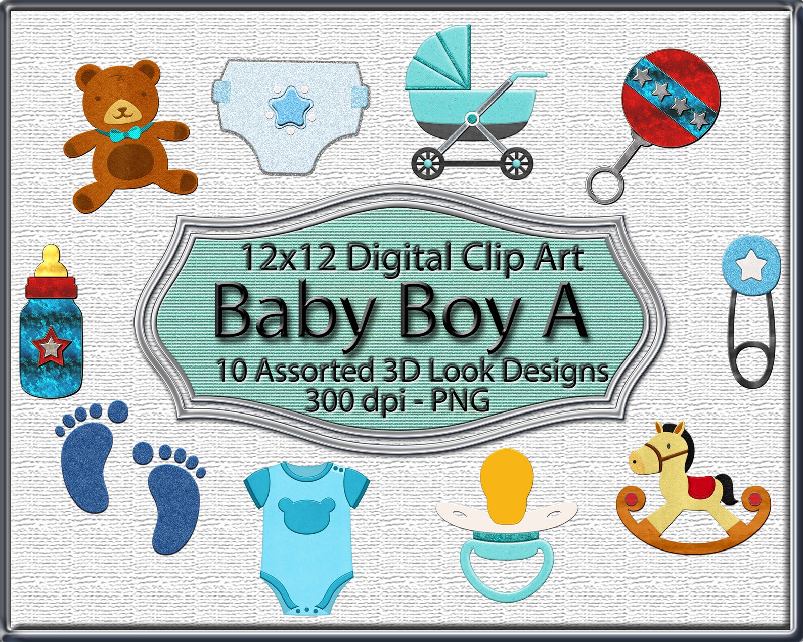 Baby Boy Clip Art Digital Download Scrapbooking Card | Etsy