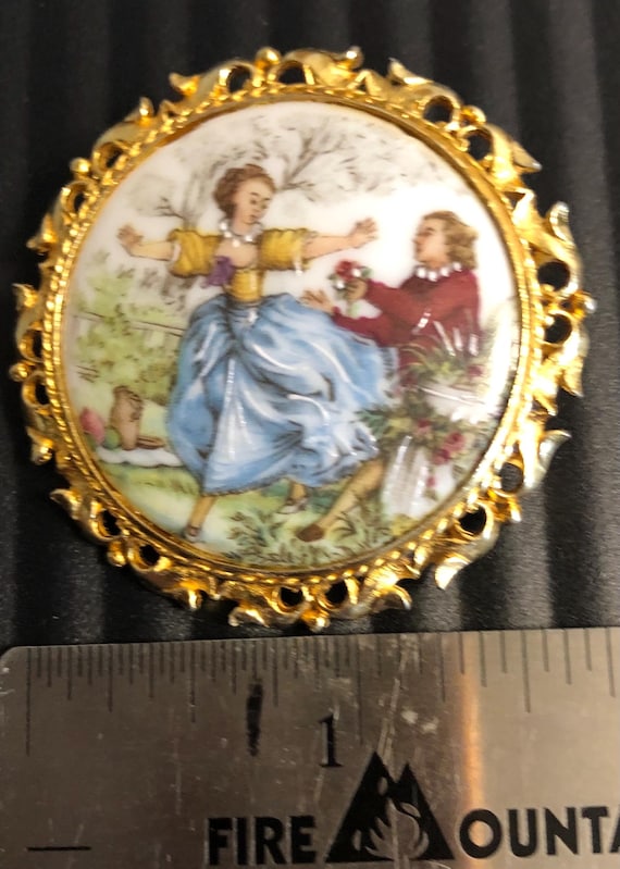 Limoges porcelain brooch