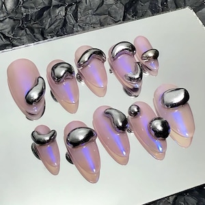 Pink outlet almond nails