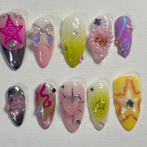 Freestyle Cat lover For Valentine&#39;s Day Press On Nails, Air Brush Pink Fake Nails, Elegant Chrome Nails, Birthday Party Holiday Nails