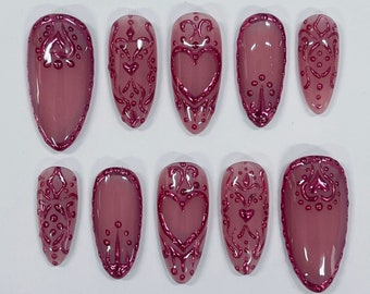 Presse Impératrice chromée sur les ongles, faux ongles 3D faits main, ongles avant-gardistes pour fête d'anniversaire, vacances, cadeau pour elle