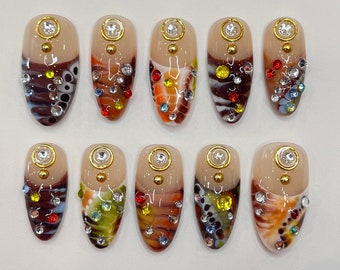 Freestyle Press On Nails, Elegant Fake Nails, Chrome Nails Art, Birthday Party Holiday Nails/ Valentine Nail Set