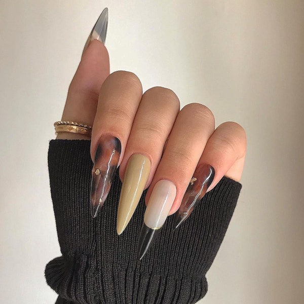 Black Stiletto Nails - Etsy