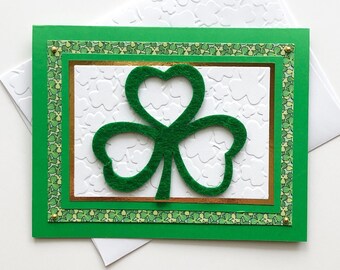 St Patrick's Day greeting, Handmade Shamrock Greeting Card, Happy St. Patrick's Day Card, St Paddy's Day Card