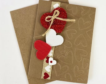 Embossed Handcrafted Valentine's Day Card with Heart Theme: Perfect Greeting for Anniversaries and Love Notes