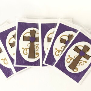 Ensemble de cartes de voeux de Pâques faites main - 6 cartes religieuses avec croix et coeur - Célébrez Pâques dans la joie et la foi, vierges à l'intérieur