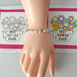 Carte de fête des mères à faire soi-même pour enfants avec bracelet fait main « Meilleure maman de tous les temps » – Kit de création personnalisé – Emballage cadeau, approvisionnement limité