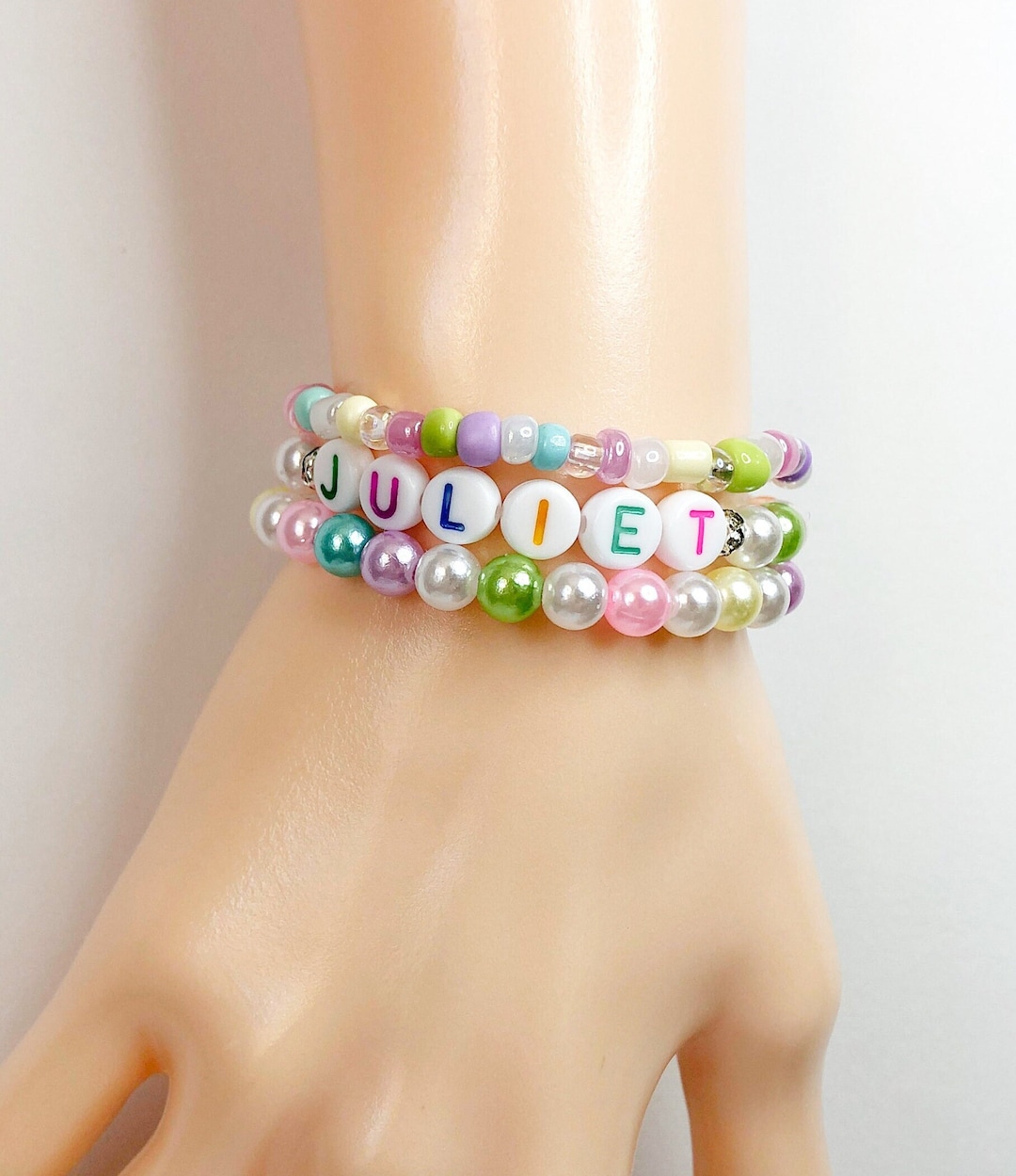 Name Bracelets Bracelet Trio Personalized Name Bracelets Etsy